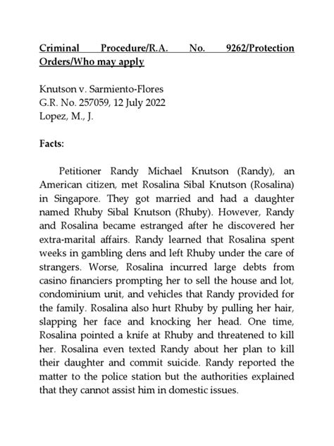 knutson v. sarmiento-flores|Case Digest .